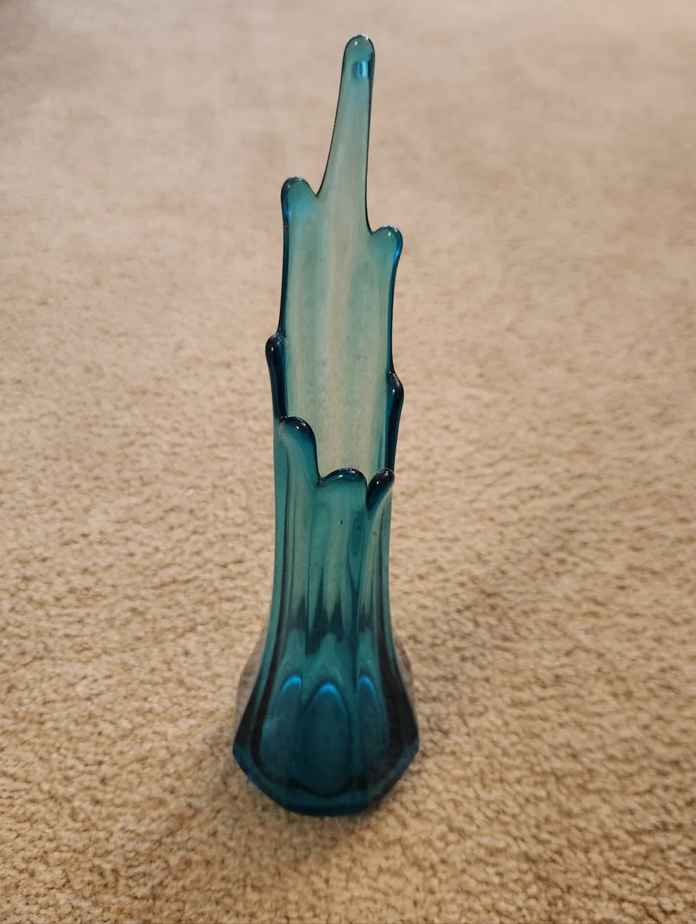 Vtg Mid Century Modern L.E Smith Glass Vase Blue 14
